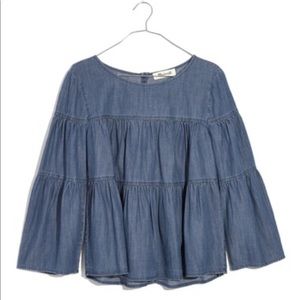 Madewell tiered denim top